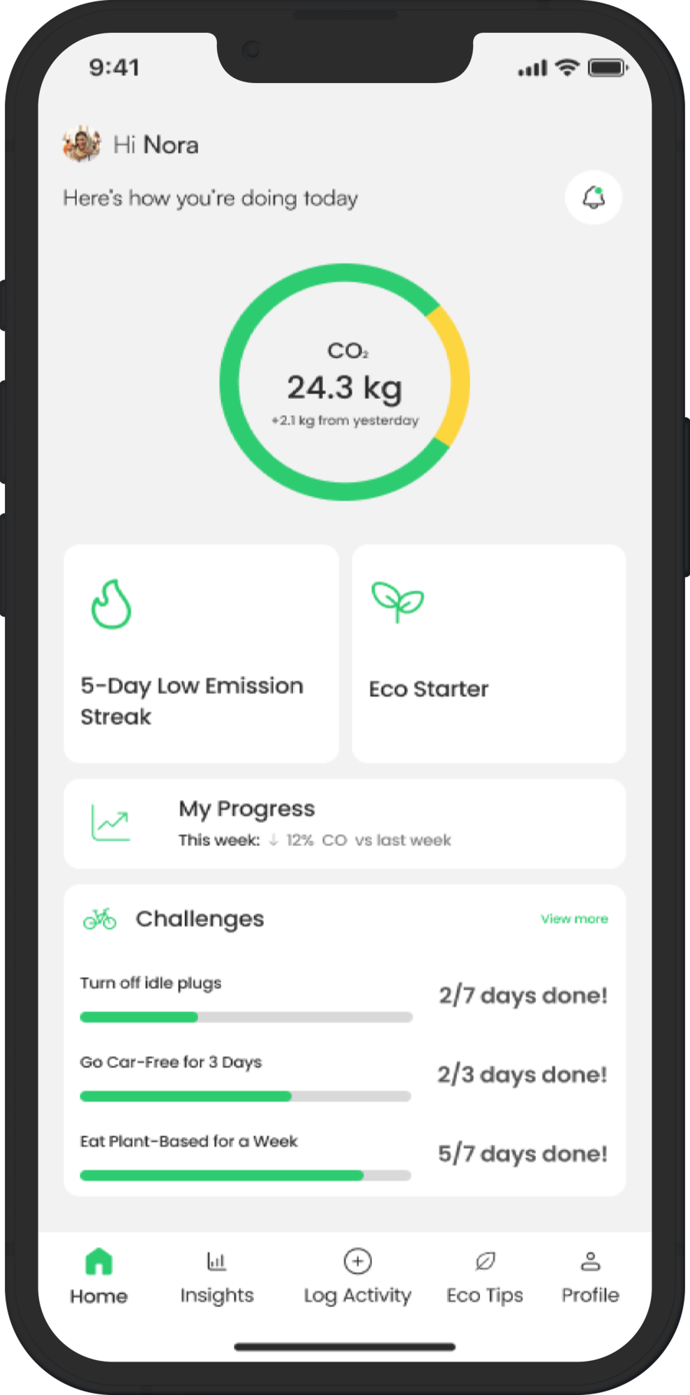 Green Earth Footprint App Interface